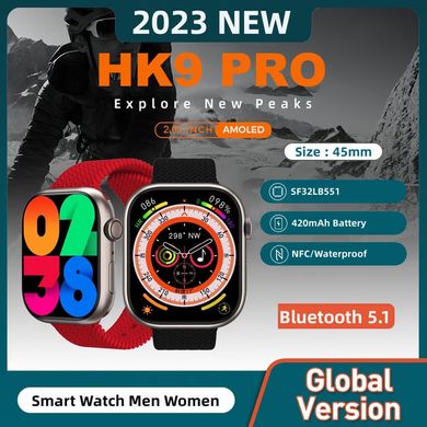 Смарт годинник HK9 Pro Amoled екран українська мова Black фото