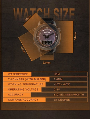 Тактичний годинник годинник North Edge Evoque на сонячній енергії з компасом фото