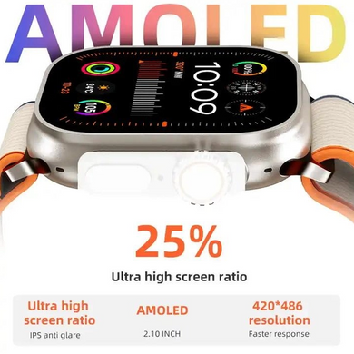 Абсолютно новий смарт-годинник AMOLED HW69 Utra 2 49 мм (series 9) Orange фото