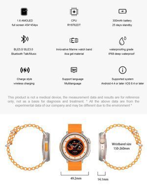 Круглий смарт-годинник Smart Watch GS Round Screen G9 Ultra Amoled Gold фото