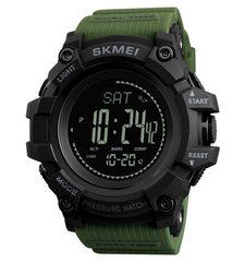 Тактичний годинник Skmei 1358 Green 3ATM влагостійкі та ударостійкі з компасом, барометром фото
